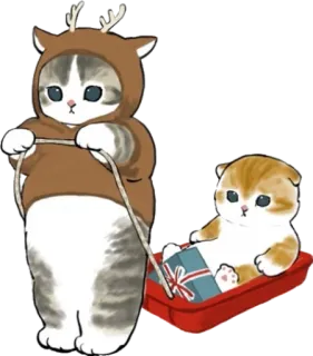 🛷 gato, natal, rena, fofo, trenó, presente telegram sticker