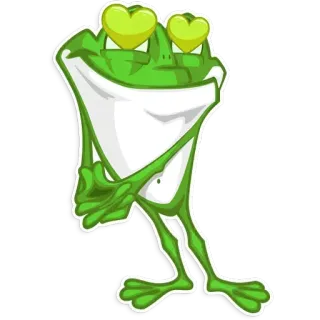 😍 katak, hijau, hati, cinta, kartun, hewan, mata telegram sticker