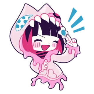 🙋‍♀ autocollant, dessin animé, personnage, mignon, rose, anime whatsapp sticker