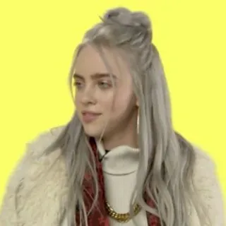 💧 Billie Eilish นักร้อง, คนดัง, ป๊อปสตาร์, นักดนตรี, ทรงผม, ผมสีเงิน telegram sticker