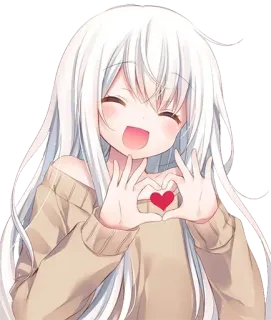 ❤ Anime, Dziewczyna, Serce, Słodkie, Miłość, Kreskówka, Kawaii telegram sticker