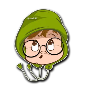 😒 @afall81 desenho animado, óculos, moletom com capuz, personagem telegram sticker