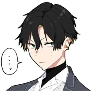 😤 ... Anime, Homme, Personnage, Bulle de pensée, Sérieux, Boucles d'oreilles, Emo, E-boy whatsapp sticker