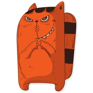 😈 แมว, การ์ตูน, สัตว์, สีส้ม, สติกเกอร์, ภาพประกอบ telegram sticker