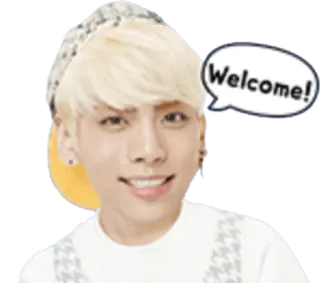 😃 Welcome! приветствие, привет, человек, пузырь речи, дружелюбный whatsapp sticker