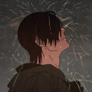 🎭 Anime, Lluvia, Triste, Chico, Personaje, Arte, Estético telegram sticker