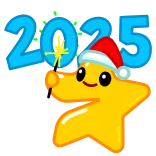 🪄 2025 별, 산타 모자, 새해, 스파클러, 2025 telegram sticker