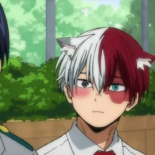 🐾 Todoroki Shoto My Hero Academia Todoroki, My Hero Academia, Anime, Manga, Katzenohren, Erröten, Süß telegram sticker
