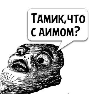 😼 ТАМИК, ЧТО С АИМОМ? meme, divertente, russo, espressione, schizzo whatsapp sticker