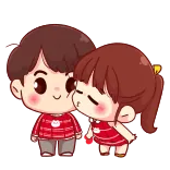 😽 Kartun, Cinta, Pasangan, Ciuman, Romantis, Lucu whatsapp sticker