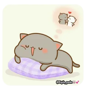 😴 kot, słodki, zwierzęta, spać, poduszka, miłość whatsapp sticker