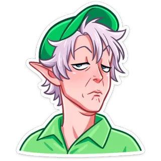⏺ Elfo, Fantasía, Dibujo animado, Personaje, Verde, Sombrero telegram sticker