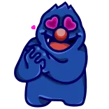 😍 怪物, 爱, 卡通, 可爱, 爱心眼, 蓝色 whatsapp sticker