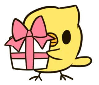 🎁 cadeau, nœud, dessin animé, mignon, cadeau, fête whatsapp sticker