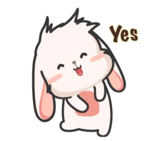 ⭕ Yes thỏ, dễ thương, có, động vật, vui vẻ, khẳng định, vui telegram sticker