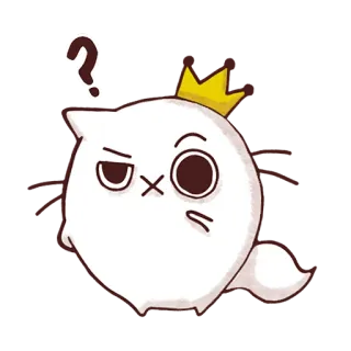 ❔ cat, crown, question mark, cartoon, sticker whatsapp sticker