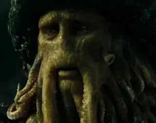 😔 Davy Jones Pirates of the Caribbean pirata, tentacoli, mostro, oceano, cattivo telegram sticker