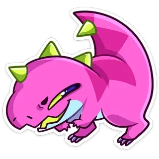 😈 Dessin animé, Créature, Animal, Rose, Monstre telegram sticker