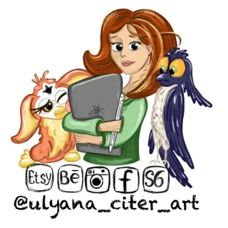 👩‍🎨 @ulyana__citer__art Kunst, Illustration, Cartoon, Digitale Kunst, Soziale Medien, Etsy, Behance, Instagram telegram sticker