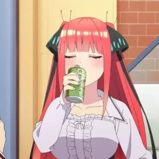 🍷 Nino Nakano The Quintessential Quintuplets Anime, The Quintessential Quintuplets, Nino Nakano, Bebendo, Personagem whatsapp sticker