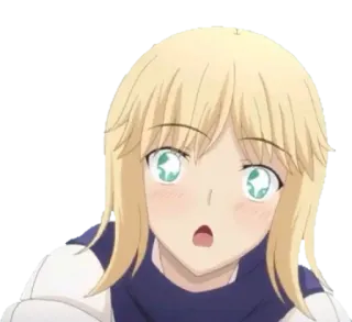 😳 อนิเมะ, ผู้หญิง, ผมบลอนด์, น่ารัก, สีหน้า telegram sticker