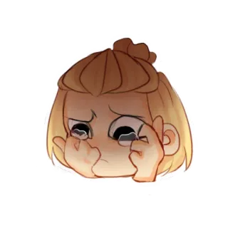 😢 cartoon, girl, crying, emotional, sad, tears telegram sticker