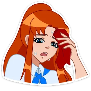 🤦‍♀️ 만화, 여자, 땀, 애니메이션, 걱정, 스트레스 telegram sticker