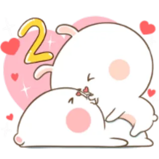 💋 2 стикер, кролик, милый, розовый, сердце, блеск telegram sticker