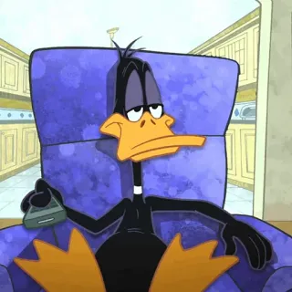 🥕 Daffy Duck dibujos animados, Looney Tunes, pato, Daffy Duck, relajado, silla telegram sticker