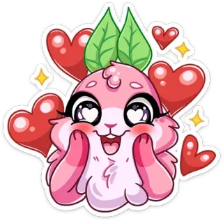 ❤️ น่ารัก, หัวใจ, คาวาอิ, สีชมพู, สติกเกอร์, กระต่าย telegram sticker