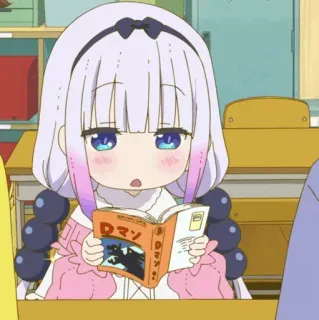 🍓 Kanna Kamui Miss Kobayashi's Dragon Maid Dマン Anime, Manga, Smok, Słodkie, Kanna, Dragon Maid, Czytanie, Książka telegram sticker