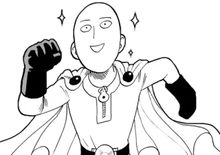 😀 Saitama One-Punch Man Saitama, One-Punch Man, anime, hero, superhero, manga telegram sticker