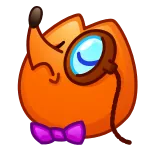🧐 raposa, monóculo, gravata borboleta, desenho animado, laranja, fofo, animal whatsapp sticker