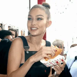 🗞 mulher, comida, lanche, comendo, pessoa, retrato, refeição telegram sticker
