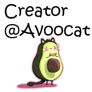 💎 abacate, gato, fofo, kawaii, comida, animal, fruta whatsapp sticker