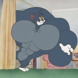 💪 Tom Cat Tom and Jerry gato, desenho animado, bombado, músculo, engraçado, meme telegram sticker