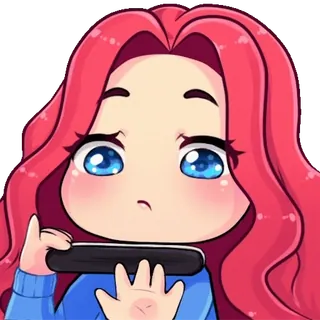 💅 Мультфильм, Аниме, Чиби, Девушка, Персонаж, Телефон telegram sticker