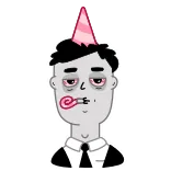 🥳 вечеринка, скучно, колпак, дудка, мультфильм, праздник telegram sticker
