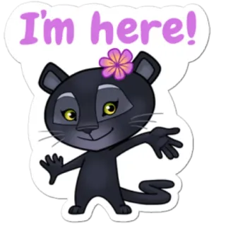 💢 I'm here! hewan, macan kumbang, salam, kartun telegram sticker