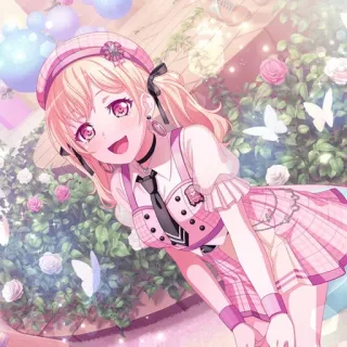 🥮 Anime meisje, Roze, Schattig, Cartoon, Glitterend, Rozen, Vlinders telegram sticker