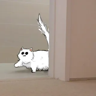 🐈 Katze, Sonnenbrille, Tier, Haustier, Weiß, Cool, Tür telegram sticker