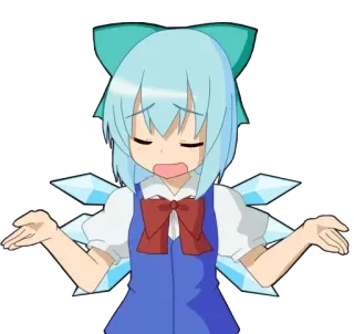 🤷‍♀ Cirno Touhou Project animé, fille, Touhou Project, Cirno, confuse, haussement d'épaules telegram sticker