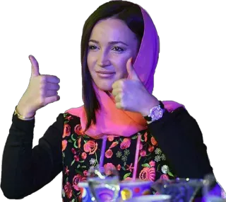 👍 женщина, палец вверх, шарф, позитивный, одобрение telegram sticker
