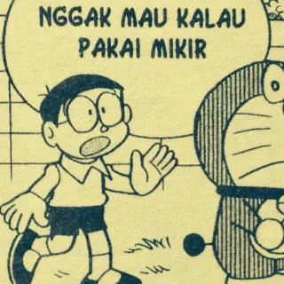 😒 Nobita Doraemon NGGAK MAU KALAU PAKAI MIKIR doraemon, nobita, animé, dessin animé whatsapp sticker