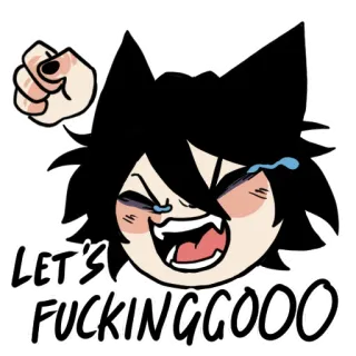 😆 LET'S FUCKING GOOO 축하, 즐거움, 흥분, 애니메이션, 캐릭터 telegram sticker