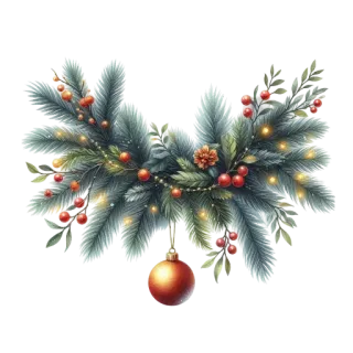 🎄 คริสต์มาส, ของตกแต่ง, เครื่องประดับ, เขียวชอุ่มตลอดปี, ผลเบอร์รี่, วันหยุด whatsapp sticker