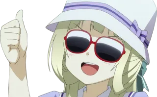 👍 Anime, Personaggio, Occhiali da sole, Pollice in su, Carino, Cappello telegram sticker