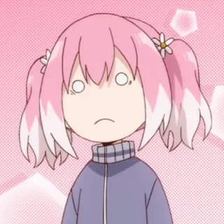 😕 Anime, Chica, Pelo rosa, Confundida, Manga, Personaje, Kawaii telegram sticker