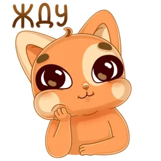 🙂 ЖДУ mèo, chờ đợi, dễ thương, động vật, mèo con telegram sticker
