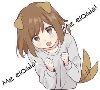 🥰 Me elogia! anime, dog, kawaii, cute, cartoon telegram sticker